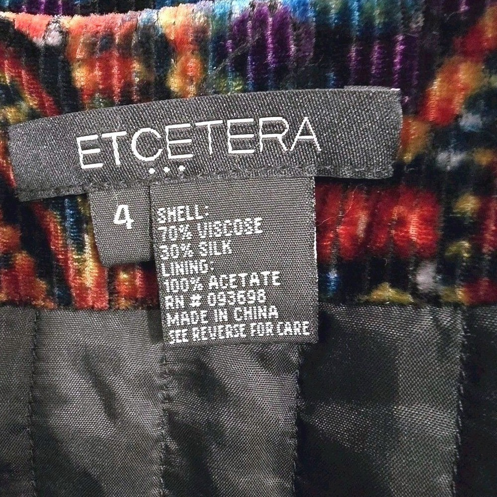 Etcetera Velvet Paisley Fitted Jacket Silk Blend Quilted Lined Boho Luxe Women 4 - Picture 11 of 13